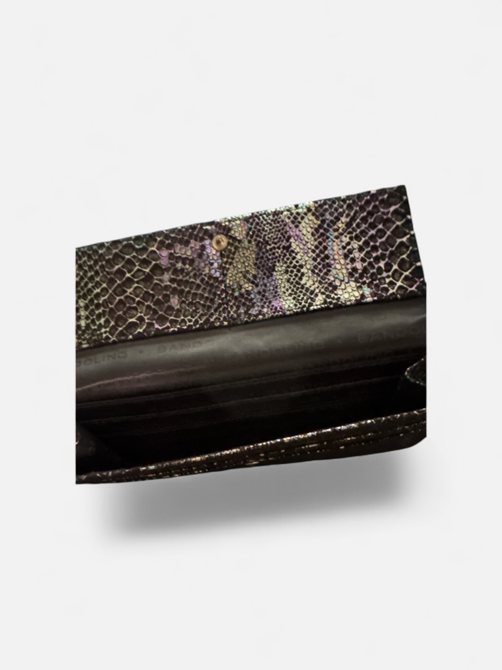 Bandolino Metallic Snake-Print Clutch Wallet - Black, Turquoise, Gold, & Silver - Picture 5 of 7